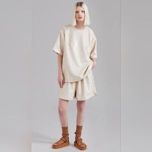 The Frankie Shop Jones Boxy Tee And Jazz Sequins Boxer Short Set In Cream XS NWT